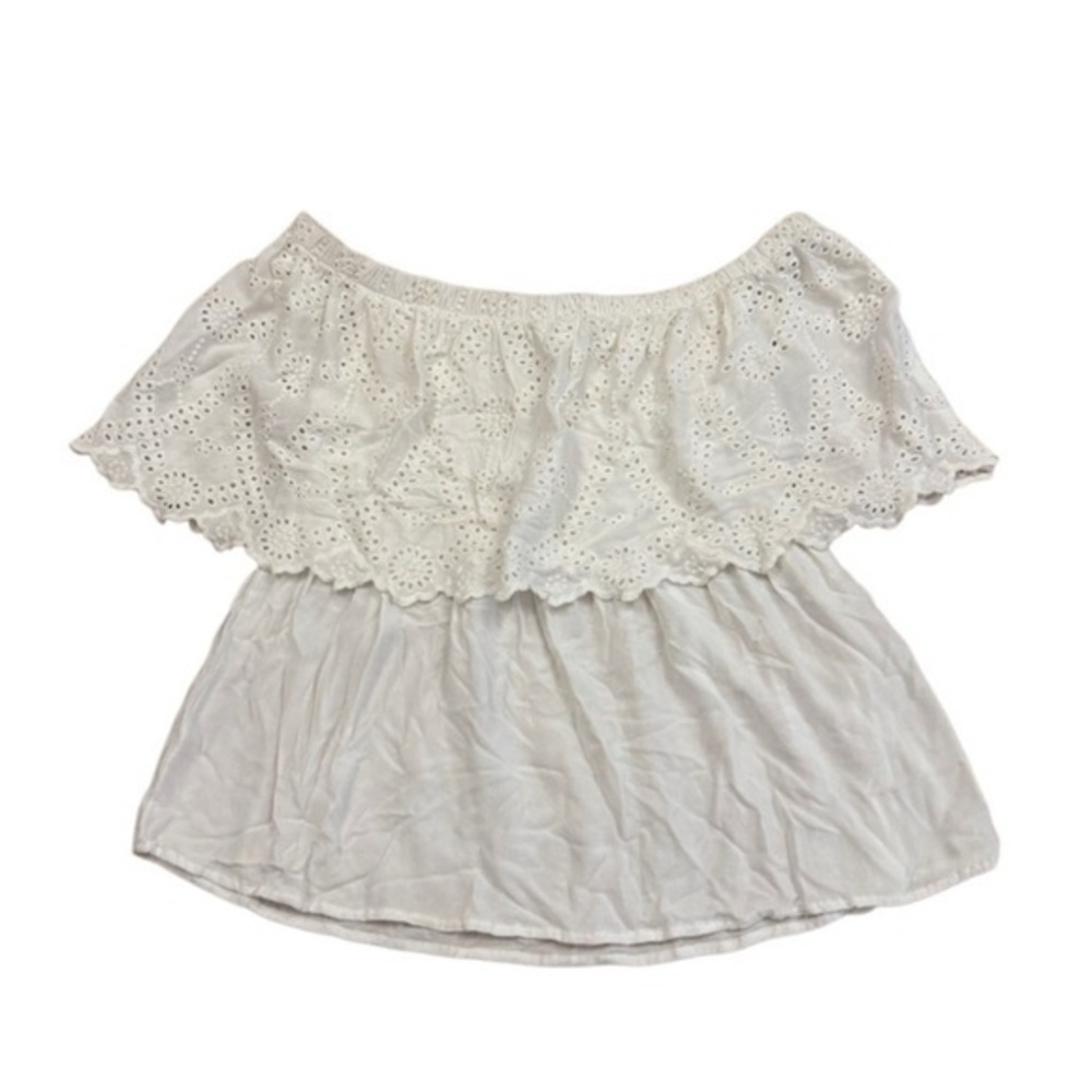 Lovestitch Cream Eyelet Off-Shoulder Blouse
